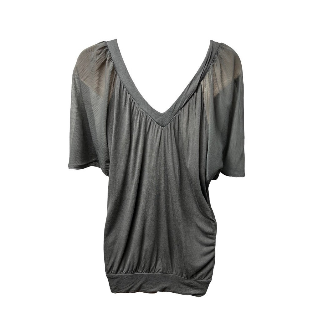 Vintage Candie's Blouse Top Size Medium Grey Pullover Embellished Draped Elegant - Picture 7 of 9